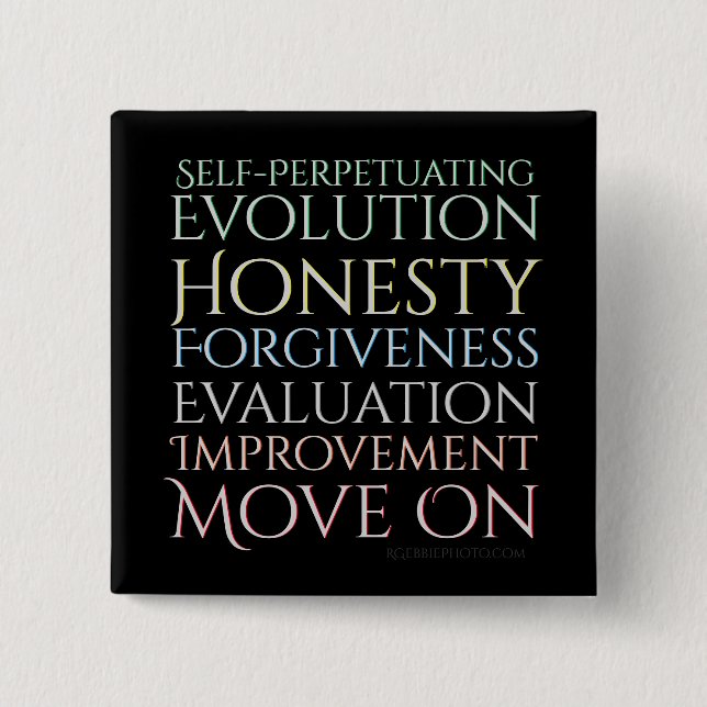 Self Perpetuating Evolution The Five Keys 2 Inch Square Button (Front)