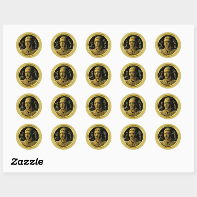 Self Portrait 1450 Jean Fouquet Medallion  Classic Round Sticker (Sheet)