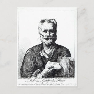 Self portrait, 1729 postcard