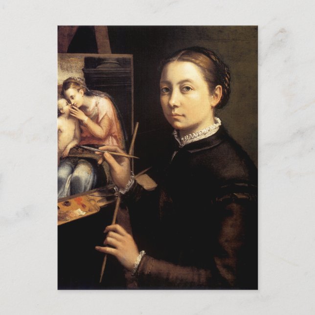 Self Portrait at the Easel Postcard (Front)