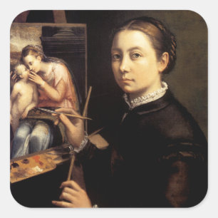 Self Portrait at the Easel Square Sticker