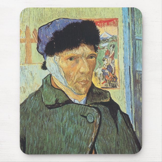 Self Portrait, Bandaged Ear by Vincent van Gogh Mouse Pad (Front)