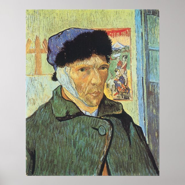 Self Portrait, Bandaged Ear by Vincent van Gogh Poster (Front)