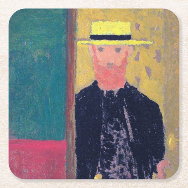 Self Portrait (Bearded Man), Edouard Vuillard Square Paper Coaster (Front)