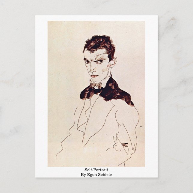 Self-Portrait By Egon Schiele Postcard (Front)