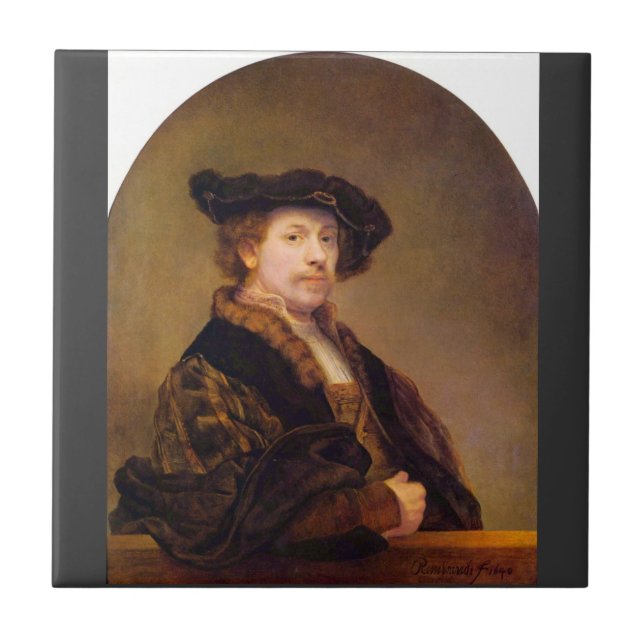 Self-Portrait by Rembrandt Harmenszoon van Rijn Tile (Front)