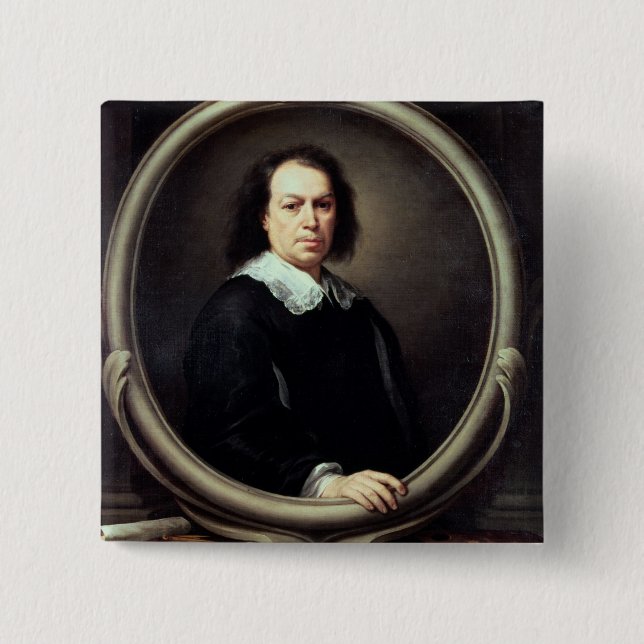 Self portrait, c.1670-73 2 inch square button (Front)