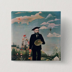 Self Portrait, from L'ile Saint-Louis, 1890 2 Inch Square Button