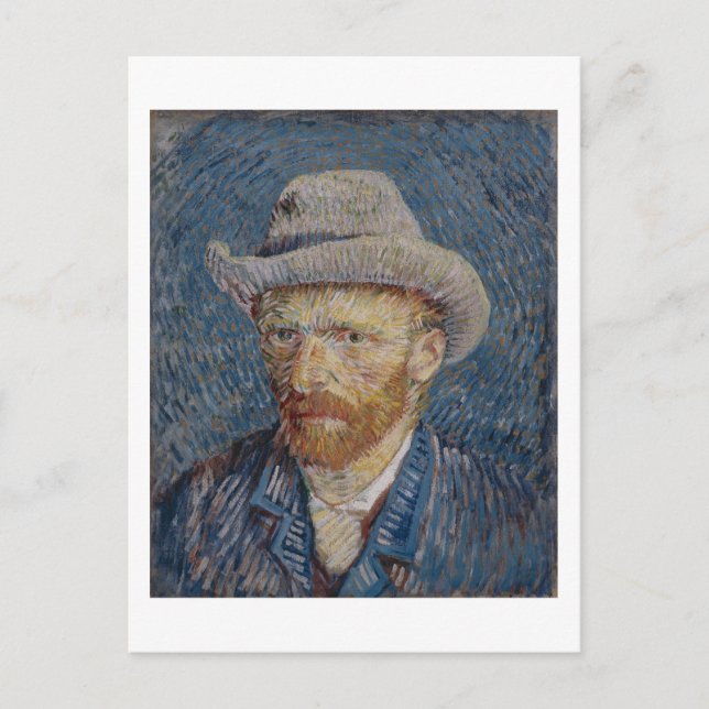 Self-Portrait Grey Felt Hat, Van Gogh Fine Art Postcard (Front)