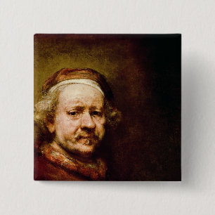 Self Portrait in at the Age of 63, 1669 2 Inch Square Button