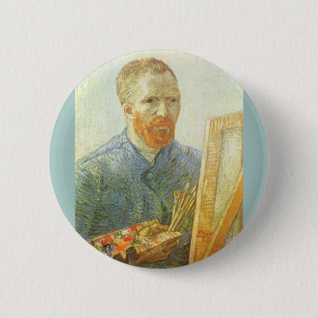 Self Portrait in Front of Easel, Vincent van Gogh 2 Inch Round Button (Front)