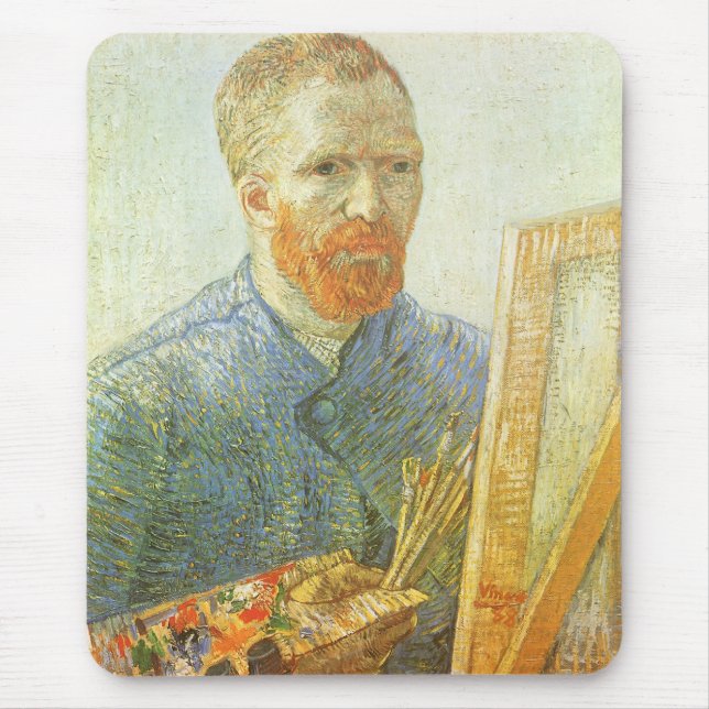 Self Portrait in Front of Easel, Vincent van Gogh Mouse Pad (Front)