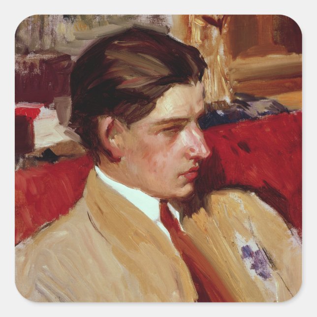 Self portrait in profile square sticker (Front)