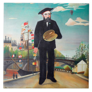 Self Portrait, Landscape, Rousseau Tile