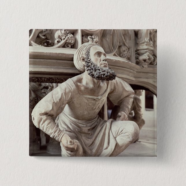 Self portrait of Adam Krafft , stone sculpture 2 Inch Square Button (Front)
