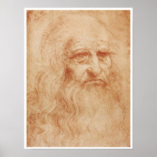 Self-Portrait, Red Chalk, Leonardo da Vinci, 1519 Poster