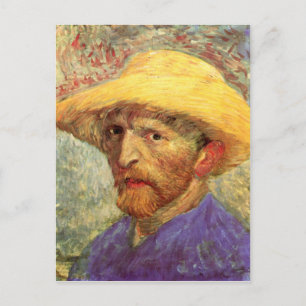 Self-Portrait Straw Hat (F526)Van Gogh Fine Art Postcard