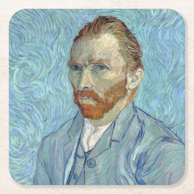 Self-Portrait, Vincent van Gogh, 1889 Square Paper Coaster (Front)