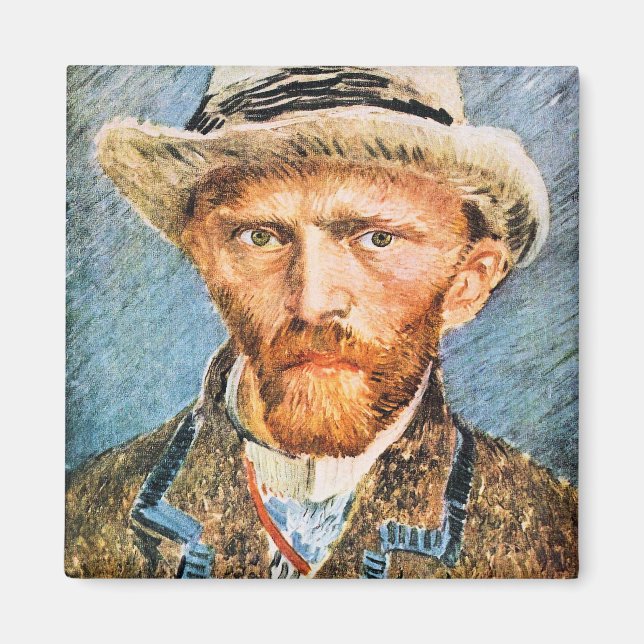 Self-portrait with a grey felt hat by van Gogh Magnet (Front)