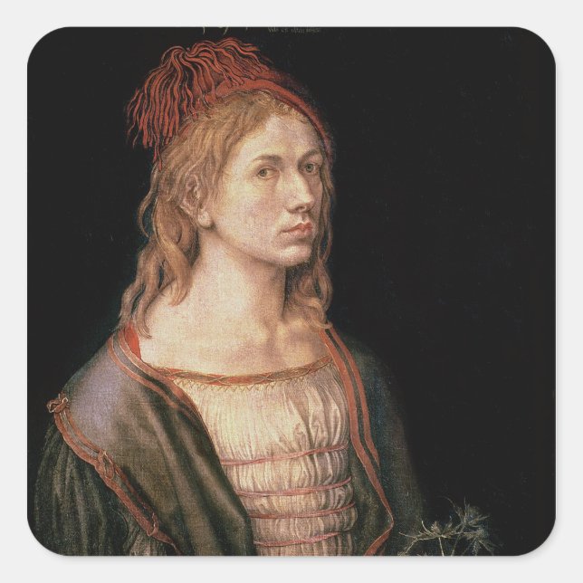 Self Portrait with a Thistle, 1493 Square Sticker (Front)
