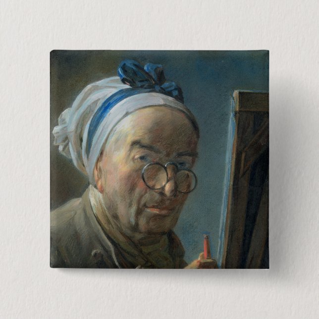 Self Portrait with an Easel, c.1775-79 2 Inch Square Button (Front)