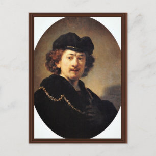 Self-Portrait With Beret And Gold Chain [1]. Postcard