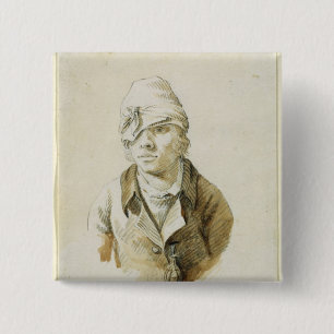 Self Portrait with Cap and Eye Patch 2 Inch Square Button