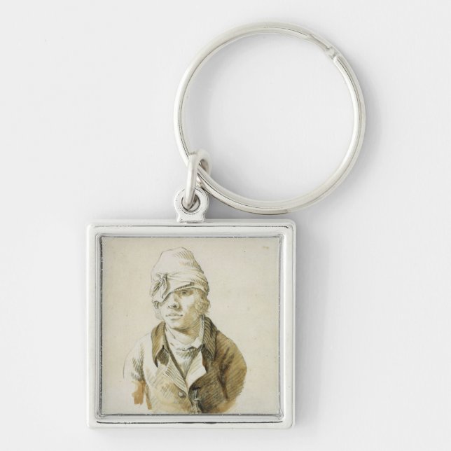 Self Portrait with Cap and Eye Patch Keychain (Front)