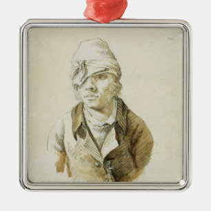 Self Portrait with Cap and Eye Patch Metal Ornament