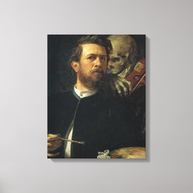 Self-Portrait With Death as a Fiddler (by Böcklin) Canvas Print (Front)