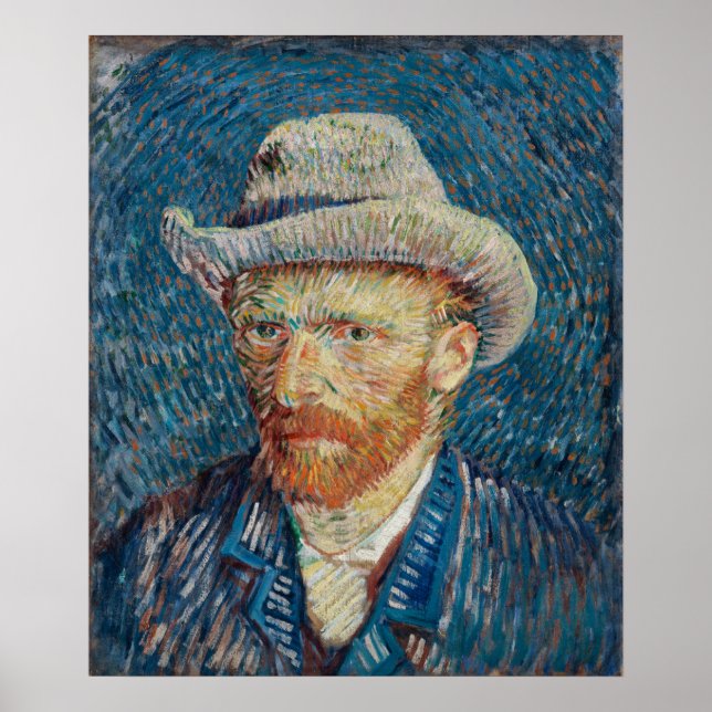 Self Portrait with Grey Felt Hat by Vincent van Go Poster (Front)