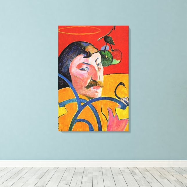 Self-Portrait with Halo and Snake Canvas Print (Insitu(Wood Floor))