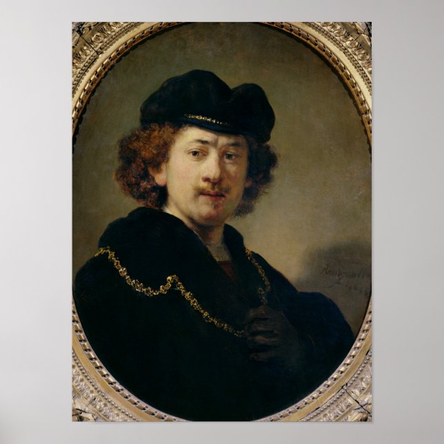 Self Portrait with Hat and Gold Chain, 1633 Poster (Front)