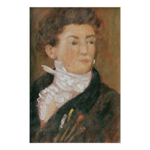 Self portrait with paintbrushes poster