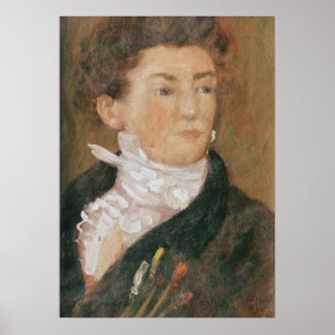 Self portrait with paintbrushes poster