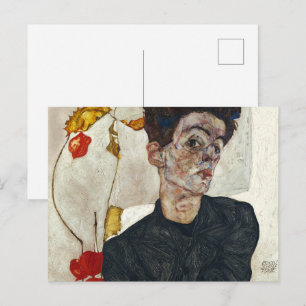 Self-Portrait with Physalis Egon Schiele Postcard