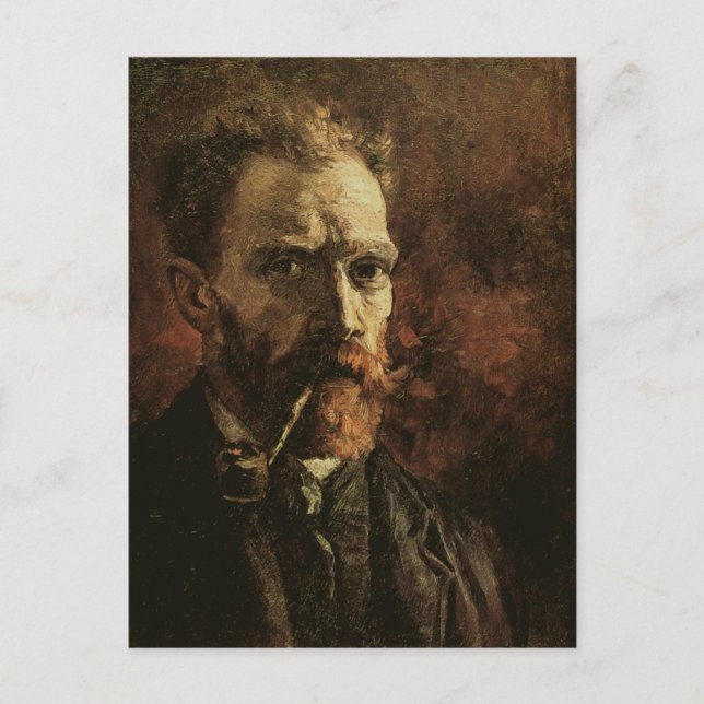 Self-Portrait with Pipe, Van Gogh Fine Art Postcard (Front)