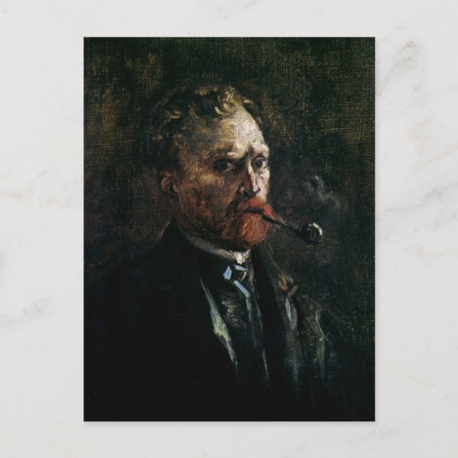 Self-Portrait with Pipe, Van Gogh Fine Art Postcard (Front)