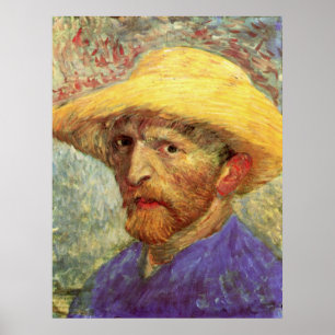 Self-Portrait with Straw Hat by Vincent van Gogh Poster