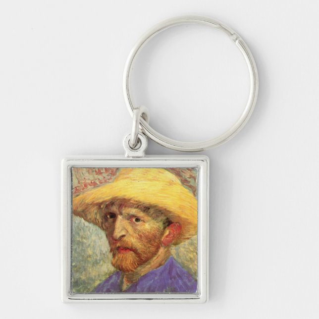 Self-Portrait with Straw Hat Van Gogh Fine Art Keychain (Front)