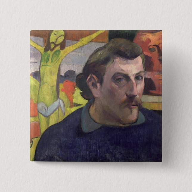 Self Portrait with the Yellow Christ, 1890 2 Inch Square Button (Front)