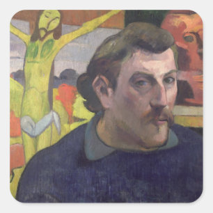 Self Portrait with the Yellow Christ, 1890 Square Sticker