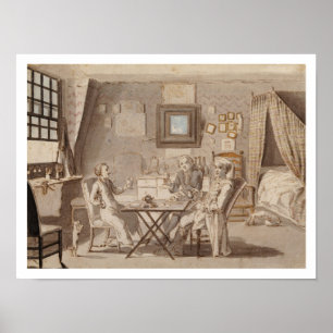 Self Portrait with Two Young Men (pen & brown ink Poster