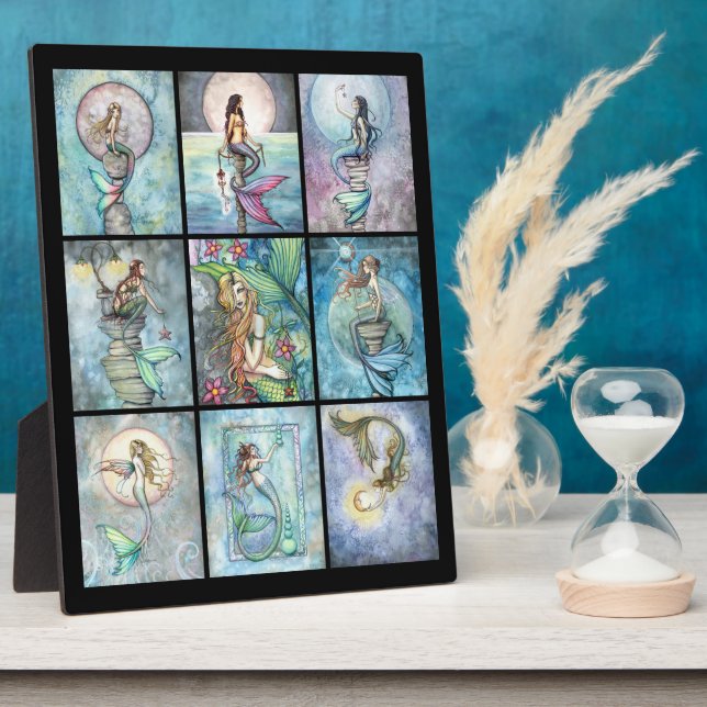 Self Standing Mermaid PIcture 9 Mermaids in One Plaque (Side)