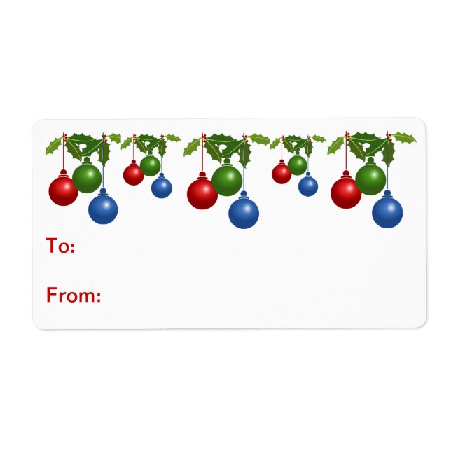 Self-Stick Gift Tag: Coloured Christmas Balls (Front)