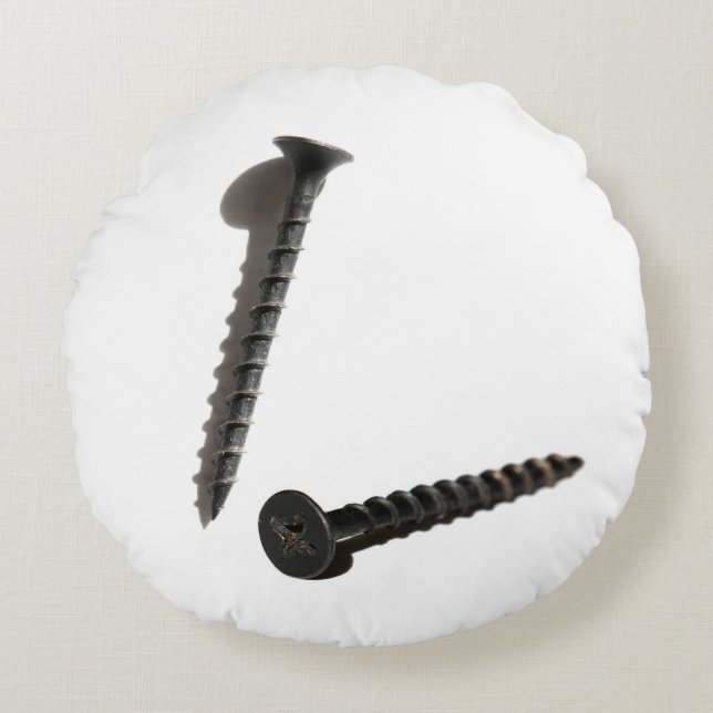 Self Tapping Black Screw Builder Construction Round Pillow (Front)