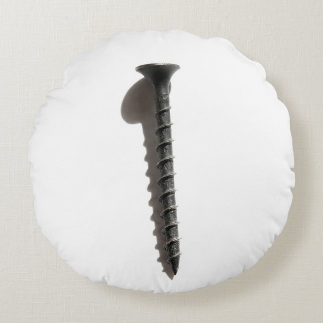 Self Tapping Black Screw Builder Construction Round Pillow (Front)