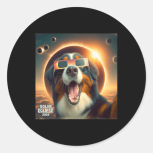 Selfie Bernese Mountain Dog Mens Solar Eclipse Classic Round Sticker
