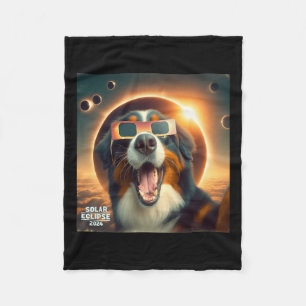 Selfie Bernese Mountain Dog Mens Solar Eclipse Fleece Blanket