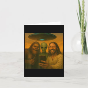 Selfie Bigfoot Jesus Alien - Cryptid Funny Sasquas Card